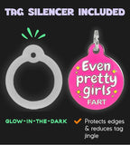 Personalized QR Code Dog Tags - Choose from 25+ Tag Designs - QR Code Links to Your Profile - Unique, Cute, Funny, Sassy Pet ID Tag (Even Pretty Girls Fart, Large (1.25 inch))