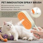 4 in 1 Cat Steam Brush for Shedding, Rechargeable Steam Brush with Foldable Handle, for Cats and Dogs Massaging and Cleaning, Multifunctional Hair Removal Comb (Cream)