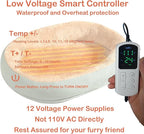 Heated Cat Bed Indoor w/ 12V Electric Heating Pad, Thermal Warming Heated Pet Bed with Adjustable Temperature & Timer