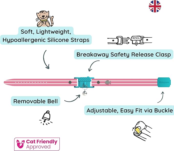 Kittyrama Bermuda Cat Collar with Bell - Breakaway Quick Release, Lightweight, Soft & Comfy