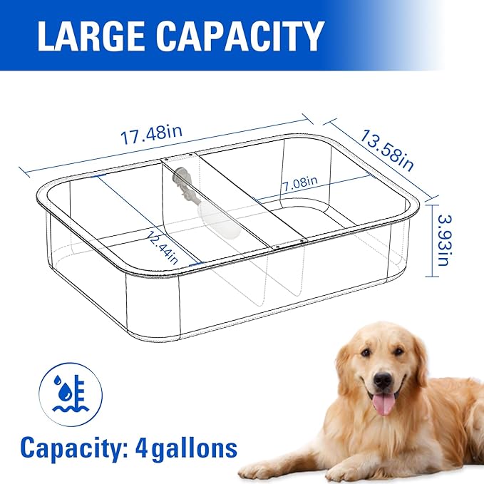 Automatic Water Dispenser for Dogs Livestock Water Trough 4 Gal Large Size Stainless Steel Waterer Feeder Outdoor Automatic Dog Water Bowl with Float Valve and 6.56 ft Water Hose Kit