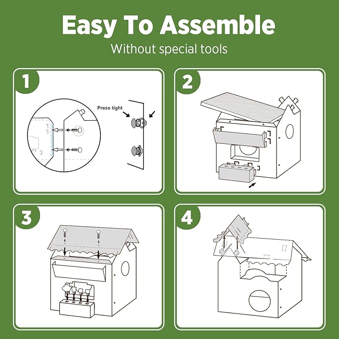 SMILE PAWS Cat Beds for Indoor Cats, Cardboard House with Scratchers, Tea House, Large Sturdy Cat Furniture Condo Cave Tent, Easy to Assemble Pet Toys Accessories Stuffs, Bunny Small Animals