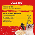 Just Try 8 OZ Fish Roe Freeze Dried Cat & Dog Food Toppers Mixers Grain Free Cat Treats for Indoor Cats Low Calorie Real Chicken Egg Yolk Omega 3 Supports Skin & Coat Health