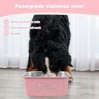 3 Gallons Large Dog Water Bowl, Stainless Steel Metal Dog Bowls, Large Capacity Pet Food Bowl Water Dish for Indoor and Outdoor Universal for Medium to Giant Dogs Pink