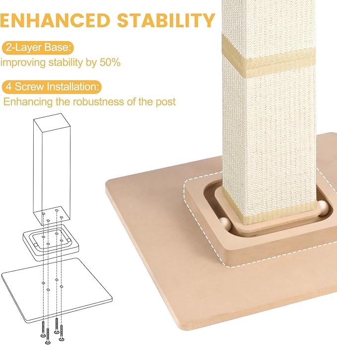 Cat Scratching Post,Heavy Duty and Thicker Scratching Posts for Indoor Cats Adults, Cat Scratcher with Cat Perch, Tall Cat Scratching Post with Bed, Removable Cover, 28 inches