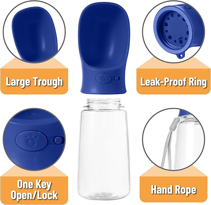 Mr. Pen Portable Dog Water Bottle, 19 oz, Large, Navy Blue, Travel Dog Water Bottle Dispenser, Not Dishwasher Safe