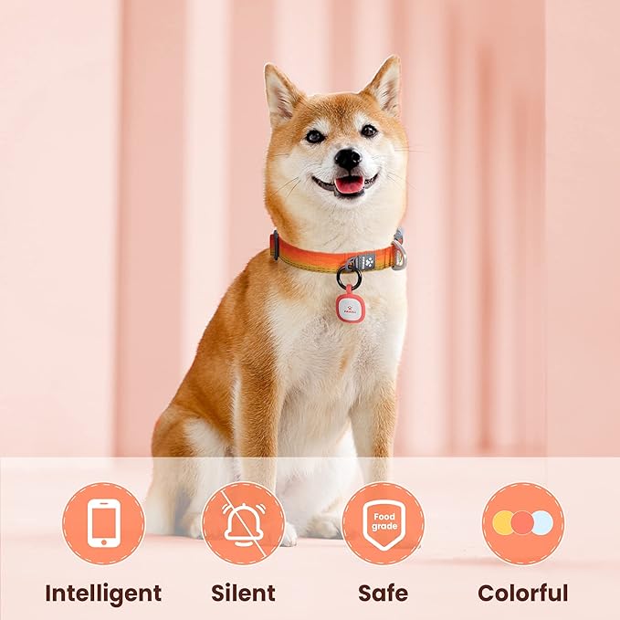 Pawaii QR Code Pet ID Tag, Silent Silicone Dog ID Tag, Modifiable Pet Online Profile, Free Online Pet Page Emergency Contact, Scan QR Receive Instant Pet Location Alert Email, 1Pack (Bright Red)