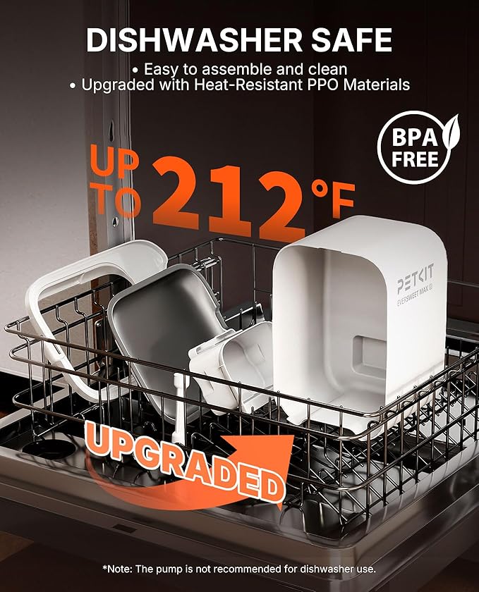 PETKIT Dishwasher Safe Cat Water Fountain, Cordless Automatic Cats Drinking Fountain with Motion Sensor, 101 oz/3L Pet Fountain for Cats Dogs Inside, Smart App Control & Stainless Steel Tray