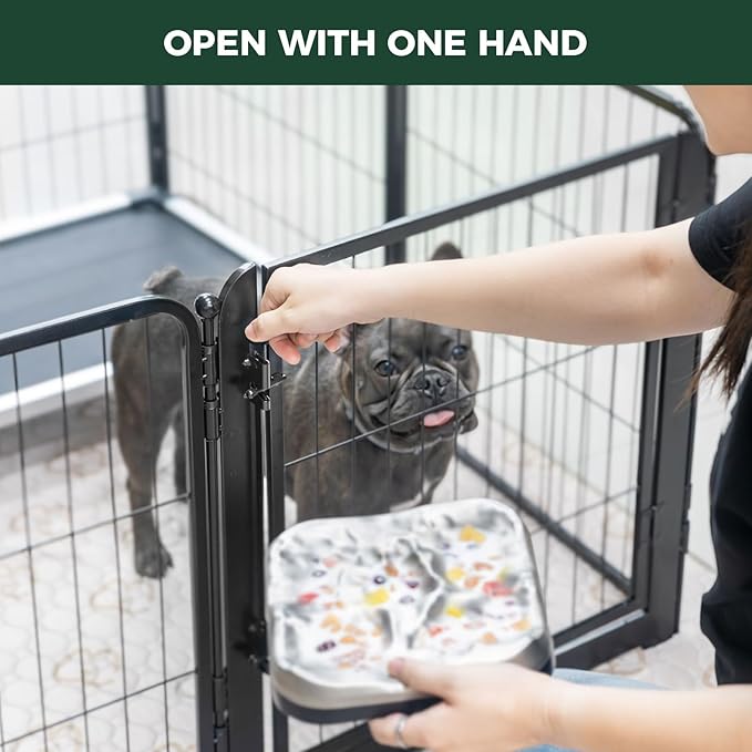 FXW Dog Playpen for Indoor Use - Wide gate and Safe Play, Heavy Duty 24 Inch 8 Panels Dog Pen for Puppies and Small Dogs, Black