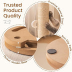 Mewoo Cat Scratching Post, 25'' Tall Cat Scratching Posts with Kitten Toys Cat Ball Track, 3-in-1 Scratch Posts for Indoor Cats, Natural Sisal Cat Scratcher Interactive Toy with Dangling Balls