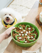 LE TAUCI Slow Feeder Dog Bowls Ceramic, 1.5 Cups Dog Food Bowl, Puppy Slow Feeder Dish for Fast Eaters, Clover Green