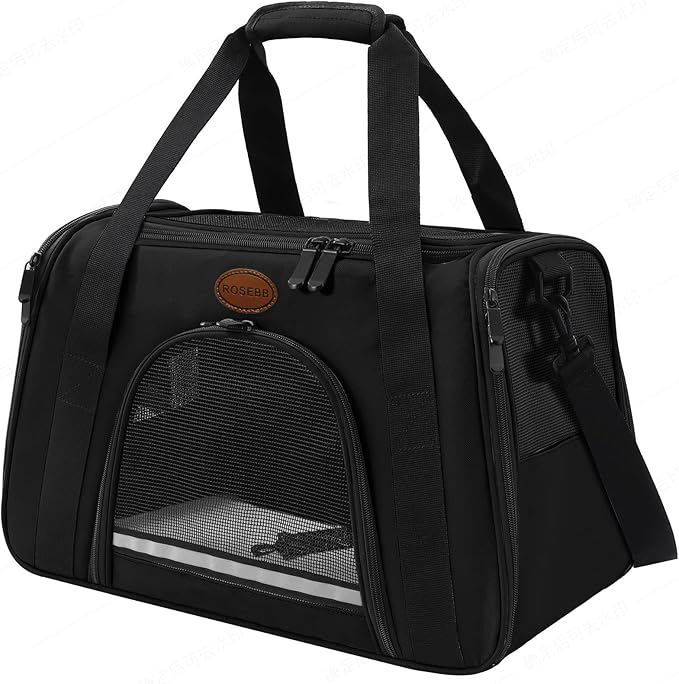 Cat Carrier Dog Carrier Pet Carriers for Medium Small Cats Dogs Puppies up to 15 Lbs,TSA Airline Approved Small Dog Cat Carriers Soft Sided,Collapsible Travel Puppy Carrier (Black, Medium)