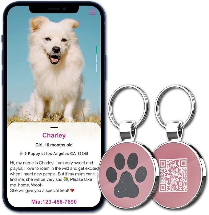 MYLUCKYTAG ID Tags Dog Tags - Pet Online Profile - Scan Receive Instant Location Alert Email