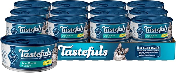 Blue Buffalo Tastefuls Flaked Wet Cat Food, Made with Natural Ingredients, Tuna Entrée in Gravy, 5.5-oz Cans (24 Count)