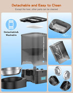 HoneyGuaridan 3.5L Automatic Cat Feeder for Two Cats, Food Dispenser with Stainless Steel Bowl,Timed Cat Feeder Programmable 1-6 Meals Control, Dual Power Supply,10s Meal Call Black