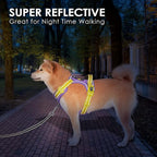 PHOEPET No Pull Dog Harness, Unique Colors Reflective Adjustable Dog Vest, with Soft Training Handle Metal Clips for Small Medium Large Dogs (Baby Purple Base & Yellow Straps,L)