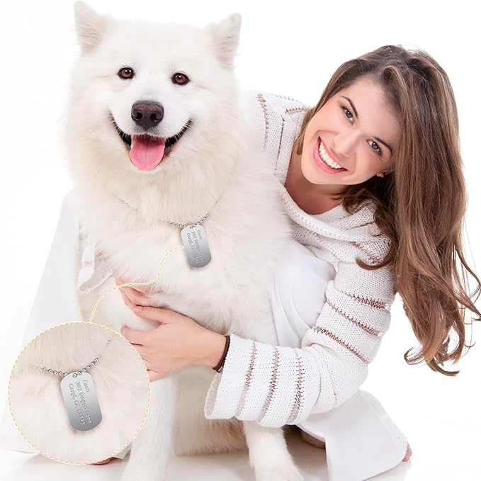 20 Pieces Military Dog Tags Set Including 10 Stainless Steel Army Blank Dog Tags 10 Steel Chains Personalized Pet Oval Pendant Necklaces for Stamping Engraving DIY Halloween Craft(Silver)