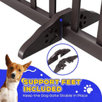 Semiocthome Wooden Freestanding Dog Gates for The House Extra Wide, 6-Panel Pet Gates for Puppy/Doggy with 4PCS Support Feet, Foldable 24“(H) Dog Fences Indoor, Expands Up to 9(ft) /113" (W)- Brown
