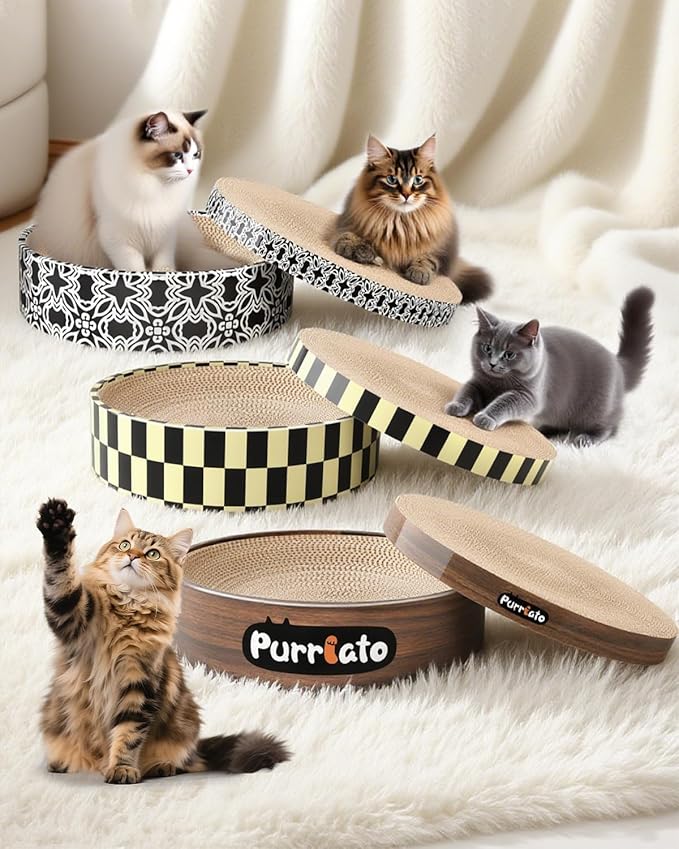Cat Scratcher, Cardboard Cat Scratchers for Indoor Cats, Large Cat Scratching Board, Round Bowl Cat Scratch Pad Bed (Gothic)