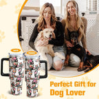 Schnauzer Gifts for Women Dog Lovers 40 oz Floral Schnauzer Tumblers with Handle and Straw, Stainless Steel Vacuum Insulated Travel Coffee Mug Cup Water Bottle