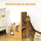 L-Shaped Double-Layer cat Scratching Board, Cardboard cat Scratching Post with Toys, Cat Scratcher & Hideaway for Indoor Cats to Scratch, Rest and Play