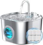 Cat Water Fountain Stainless Steel: Pet Fountains for Cats/Dog Indoor Automatic Waterer Bowls for Drinking Small Animal Water Dispenser Metal Pets Watering Faucet Bottle Auto Kitty Watering Supplies