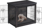 DWANTON Dog Crate Furniture with Cushion, Wooden Kennel Table with Double Doors, Indoor Dog House, Small/Medium/Large/Extra Large Size, 27.2" L, Dark Gray