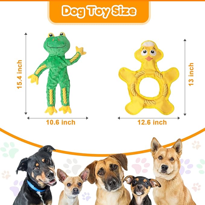 Dog Toys to Keep Them Busy, Plush Tug of War Interactive Rope Dog Toys, Squeaky Chew Toys for Small Medium Large Dogs