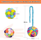 Retro Shaw Cat Toys Balls, 6Pcs Woolen Yarn Cat Ball Toy with Bell Inside, Christmas Kitten Toys for Indoor Cats Kitty, Chew Toys Jingle Pompom Ball with String