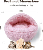Cat Bed Calming Cat Beds,Indoor Washable Cat Bed，Anti-Slip Faux Fur Fluffy Cuddler Anxiety Cat Bed,Warming Cuddler Cushion Bed for Small Medium Dogs and Cats (Pale Pink, 20 * 20inch)