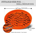 Slow Feeder Dog Bowls, Silicone Food Bowl Anti-Gulping, Pets Puppy Slow Feeder with Suction Cups, Dishwasher Microwave Safe for All Small Medium Dogs, Wave Design Orange