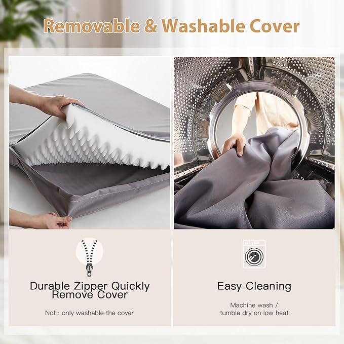 BFPETHOME Outdoor Dog Beds for Large Dogs, Waterproof Dog Bed for Medium, Large, Extra Large Dogs, Orthopedic Pet Bed with Removable Washable Cover, Egg Crate Foam Pet Bed Mat. (42 x 30 in, Grey)