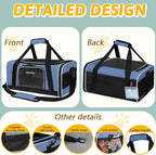Petskd Pet Carrier 17x11x9.5 Alaska Airline Approved,Pet Travel Carrier Bag for Small Cats and Dogs, Soft Dog Carrier for 1-10 LBS Pets,Dog Cat Carrier with Safety Lock Zipper(Blue)