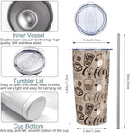 Tumbler with Lid and Straw, 20 Oz Stainless Steel Insulated Water Bottle Travel Coffee Mug