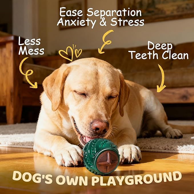 Dog Treats & Chew Toys: Long-Lasting Interactive Dog Toys to Keep Them Busy, Tough Dog Dental Chew, Enrichment Cognitive Healthy Ball Gift for Small Medium Large Breeds, Beef Flavor, Green