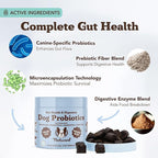 Natural Dog Company Gut Health & Canine Specific Probiotics Chews, 1 Daily Chew for All Dogs, Prebiotics & Digestive Enzymes for Digestion, Gas, Loose Stool, Immune System & Bowel Support, 45 Ct