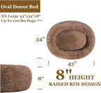 Coohom Oval Calming Donut Cuddler Dog Bed,Shag Faux Fur Cat Bed Washable Round Pillow Pet Bed(30"/36"/43") for Small Medium Dogs (XXL(43"x34"x8"), Camel)