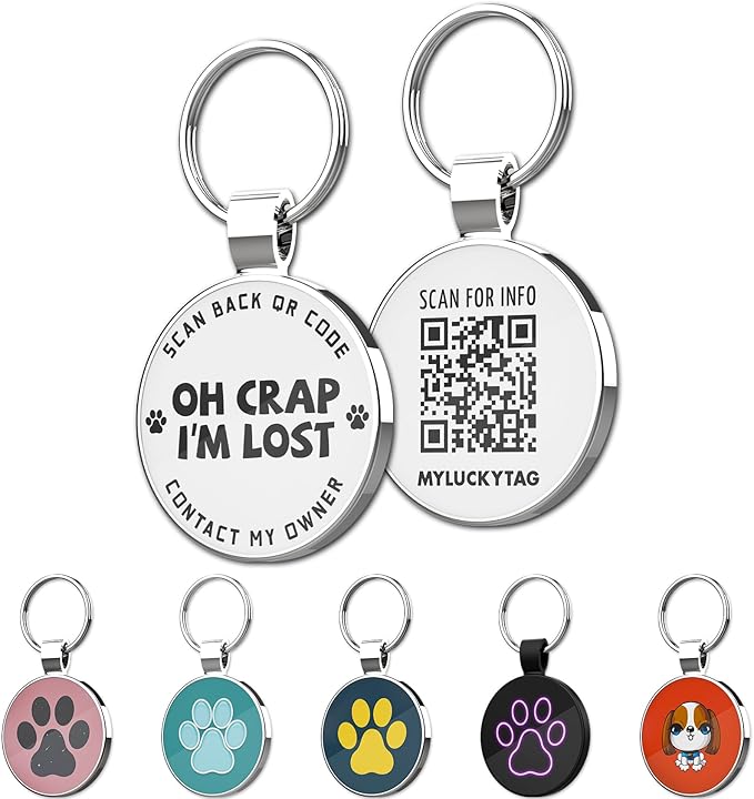 MYLUCKYTAG QR Code Dog Tags - Scan for Instant Pet Location Alert Email