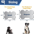 GoTags Stainless Steel Bone Dog Tag with Color Outline and Paw Print, Personalized Pet ID Tag for Dogs and Cats, Custom Engraving with up to 5 Lines of Text on Both Sides (Pink, Regular)