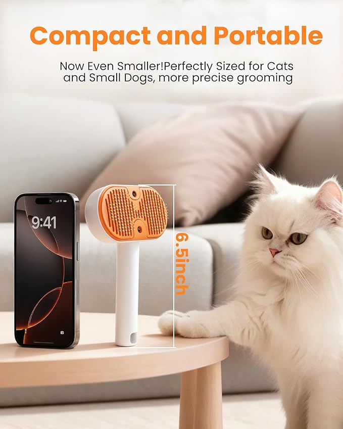 Cat Steam Brush, Self Cleaning Cat Brush for Shedding, 3 in 1 Pet Spray Hair Removal Comb, Pet Steam Brushes for Long and Short Haired Dog, Cool Mist Only