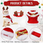 3 Pieces Christmas Pet Costumes Outfit Set Includes Puppy Cat Cloak with Star and Pompoms Kitten Dog Antlers Headband Pet Reindeer Headwear Cat Santa Cape with Bell Pet Costume Accessories (Medium)