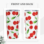 Dujiea 20oz Tumbler With Lid And Straw, Sweet Red Cherry Vacuum Insulated Iced Coffee Mug Reusable Travel Cup Stainless Steel Water Bottle