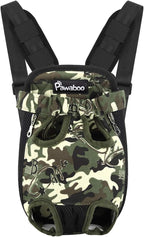 Pawaboo Pet Carrier Backpack, Adjustable Pet Front Cat Dog Carrier Backpack Travel Bag, Legs Out, Easy-Fit for Traveling Hiking Camping for Small Medium Dogs Cats Puppies, Large, Deep Camouflage Black