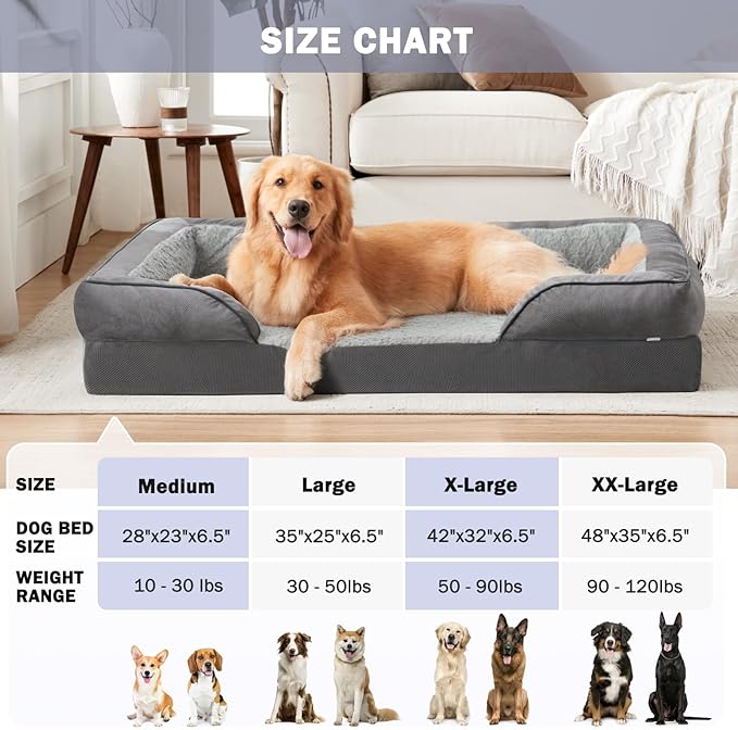 INVENHO Orthopedic Extra Large Dog Bed, XXL Waterproof Dog Sofa, Egg-Crate Foam Couch with Washable Removable Cover, Waterproof Lining and Nonskid Bottom