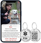 MYLUCKYTAG QR Code ESA Emotional Support Dog ID Tag - Pet Online Profile - Scan QR Receive Instant Pet Location Alert Email