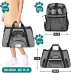 PetAmi Airline Approved Pet Carrier for Cat, Soft Sided Dog Carrier for Small Dog, Cat Travel Supplies Accessories Indoor Cat, Ventilated Pet Carrying Bag Medium Large Kitten Puppy, Large Heather Gray
