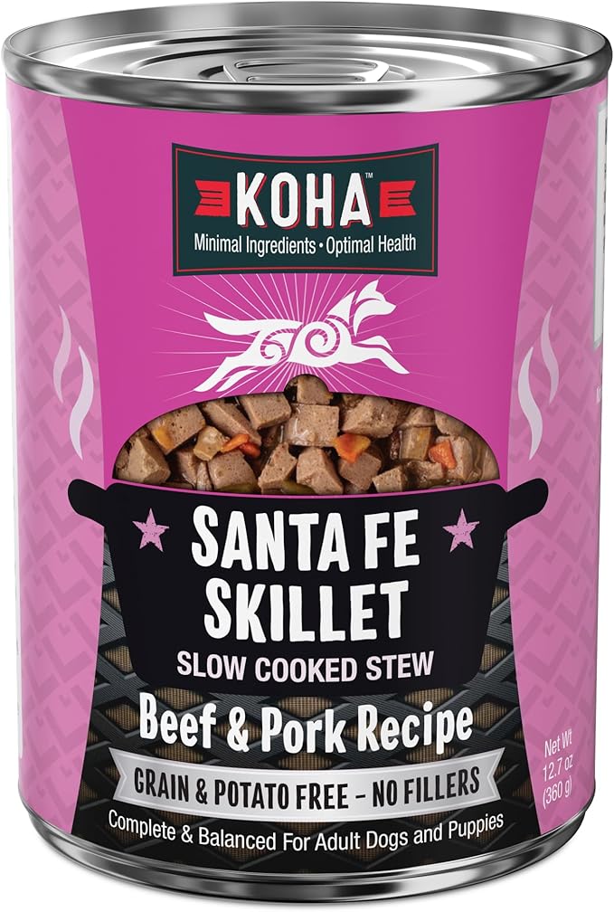 KOHA Santa Fe Skillet Stew for Dogs with Beef and Pork, High Protein Wet Dog Food, 12.7oz Cans (Case of 12)