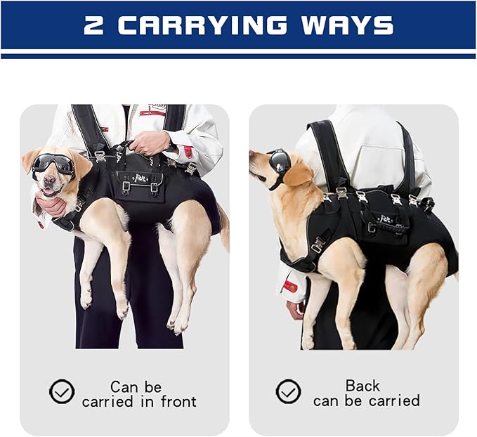 Dog Backpack Carrier - Spine-Friendly for Large Dogs(36-66lbs) Horizontal Design Dog Carrier with Adjustable Back Straps for Joint Injuries, Arthritis, Ideal for Stairs, Elderly Dogs(Size XXL)