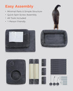 XL Cat Tower 44" Cat Tree for Large Cats 20 lbs+, 2 Spacious Condos with 3.4" Thickened Scratching Post, Large Top Perch, 2 Interactive Toys, Dark Grey