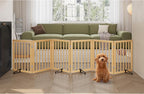 Semiocthome Bamboo Dog Gates for The House Extra Wide, 6-Panel Freestanding Pet Gates with 4PCS Metal Stands for Doorways and Stairs, 24“H Foldable Dog Fences Indoor, Expands Up to 9(ft) /110" (W)